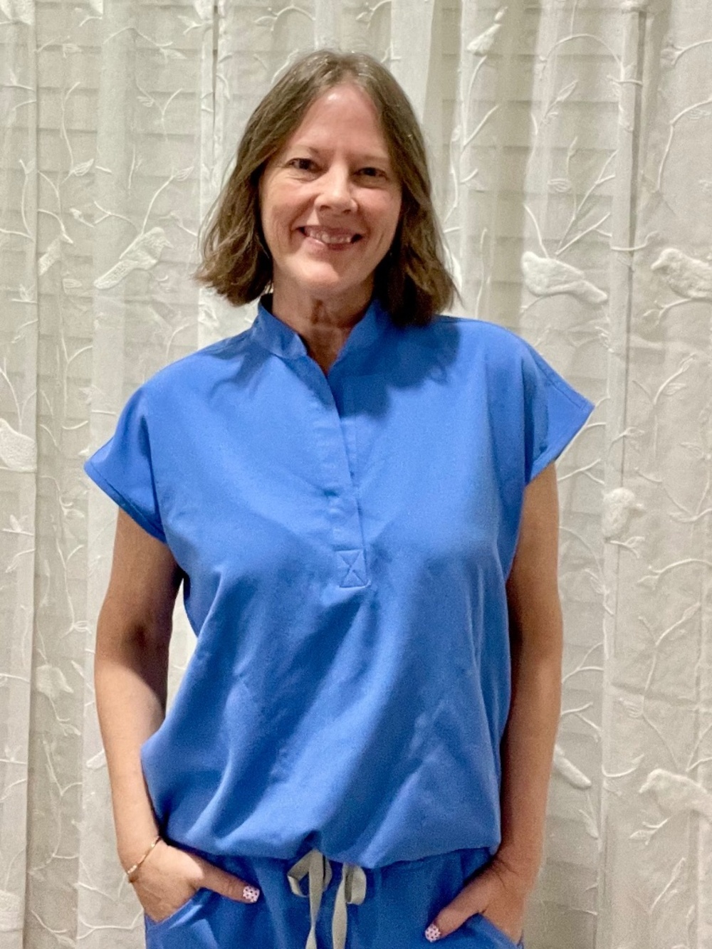 Figs scrub set blue small pants/XS oversized top